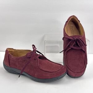 Hotter Nomad Shoes Womens 6.5 Red Wine Suede Casual Oxford Comfort EU 37.5